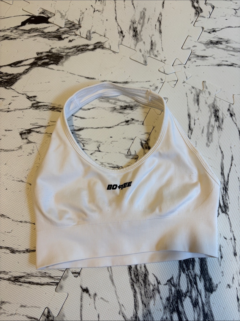 BO+TEE White Racerback Sports Bra